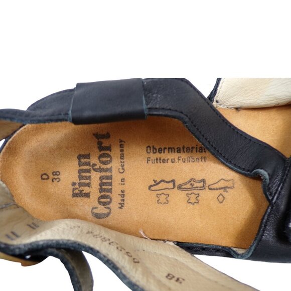 Finn Comfort Jersey Ankle Strap Black Leather Sandals Size EU38 US 7-7.5 #1243 - Picture 8 of 10